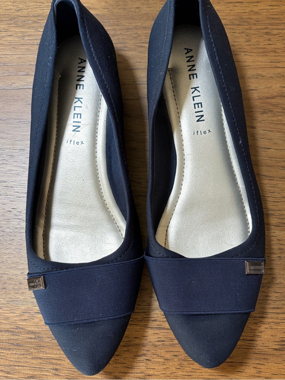 Anne Klein Navy Pointed Toe Ballet Flats